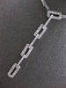 LARGE .95CT DIAMOND 14KT WHITE GOLD MULTI LINK RECTANGULAR LARIAT LOVE NECKLACE