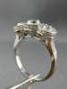 ESTATE .92CT DIAMOND 18KT WHITE GOLD 3 STONE PAST PRESENT FUTURE HALO BEZEL RING