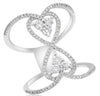 ESTATE WIDE .71CT DIAMOND 14KT WHITE GOLD 3D DOUBLE HEART INFINITY LOVE RING