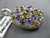 ESTATE LARGE 6.25CT DIAMOND & AAA AMETHYST & CITRINE 14K WHITE GOLD OVAL PENDANT