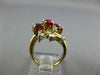 3.92CT DIAMOND & AAA RUBY 14KT 2 TONE GOLD MULTI SHAPE 3 STONE LEAF RING #26976