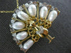 ANTIQUE .05CT DIAMOND & PEARL 14KT TWO TONE GOLD PEACOCK BIRD PIN PENDANT #20841