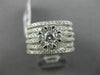WIDE 1.61CT DIAMOND 18KT WHITE GOLD 3D FLOWER SEMI ETERNITY MULTI ROW LOVE RING