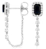 1.14CT DIAMOND & AAA SAPPHIRE 14KT WHITE GOLD EMERALD CUT & ROUND HALO EARRINGS