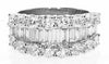 ESTATE 3.26CT DIAMOND 18KT WHITE GOLD 3D ROUND & BAGUETTE 3 ROW ANNIVERSARY RING