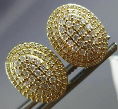 LARGE .83CT DIAMOND 14K YELLOW GOLD 3D CLUSTER DOUBLE HALO CLIP ON POST EARRINGS