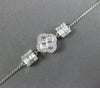 .51CT DIAMOND 18K WHITE GOLD ROUND & BAGUETTE 4 LEAF CLOVER FLOWER LOVE BRACELET