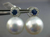 EXTRA LARGE .84CT DIAMOND AAA SAPPHIRE & SOUTH SEA PEARL 18K WHITE GOLD EARRINGS