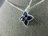 ESTATE 1.04CT DIAMOND & AAA SAPPHIRE 18K WHITE GOLD FLOWER STAR MILGRAIN PENDANT