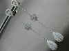 ESTATE 1.19CT DIAMOND 18K WHITE GOLD SOLITAIRE TEAR DROP FLOWER HANGING EARRINGS