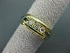 ESTATE WIDE .30CT DIAMOND 14KT TWO TONE GOLD SQUARE 3 STONE GYPSY RING #10911