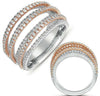 LARGE 1.23CT DIAMOND 14KT WHITE & ROSE GOLD 3D MULTI ROW CRISS CROSS LOVE RING