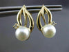 ANTIQUE DIAMOND & AAA SOUTH SEA PEARL 14K YELLOW GOLD 3D HANGING EARRINGS #24402