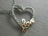 ESTATE .02CT DIAMOND 14KT WHITE & ROSE GOLD 3D OPEN HEART LOVE FLOATING PENDANT
