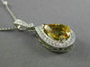 ESTATE 4.48CT DIAMOND & AAA YELLOW SAPPHIRE 14K WHITE GOLD PEAR SHAPE NECKLACE