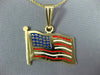 ESTATE RED WHITE & BLUE ENAMEL 14KT YELLOW GOLD 3D AMERICAN FLAG PENDANT #25306