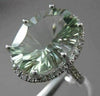 ESTATE LARGE 9.70CTW DIAMOND & AAA GREEN AMETHYST 14KT WHITE GOLD OVAL HALO RING