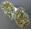 LARGE 3.68CT WHITE & FANCY YELLOW DIAMONDS 18K WHITE & YELLOW GOLD FILIGREE RING
