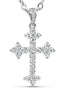 ESTATE .50CT ROUND CUT DIAMOND 18KT WHITE GOLD 3D CLASSIC CROSS FLOATING PENDANT