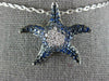 ESTATE LARGE 1.50CT DIAMOND & AAA SAPPHIRE 18KT WHITE GOLD STAR FISH FUN PENDANT