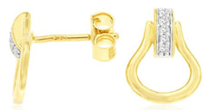 .05CT DIAMOND 14KT YELLOW GOLD 3D ROUND 5 STONE TEAR DROP LUCKY HANGING EARRINGS