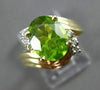 ESTATE 1.62CT DIAMOND & AAA PERIDOT 14K 2 TONE GOLD SOLITAIRE RING #22652