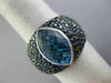 ESTATE LARGE 6.99CT BLUE TOPAZ & SAPPHIRE 18KT WHITE GOLD 3D MARQUISE FUN RING