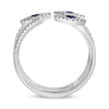 LARGE .41CT DIAMOND & AAA SAPPHIRE 14KT WHITE GOLD MULTI ROW LUCKY EVIL EYE RING