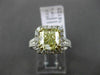ESTATE LARGE 2.96CT GIA FANCY YELLOW DIAMOND 18K TWO TONE GOLD ENGAGEMENT RING