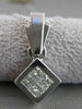 ESTATE INVISIBLE PRINCESS DIAMOND SOLITARE 14K WHITE GOLD PENDANT + CHAIN  #3823