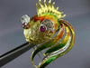 ANTIQUE EXTRA LARGE 1.16CT DIAMOND & RUBY 18KT TWO TONE GOLD FISH BROOCH #21891