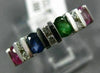 ESTATE 1.09CT DIAMOND & MULTI GEM 14KT WHITE GOLD 3D RAINBOW CHANNEL FUN RING