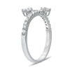 ESTATE .58CT DIAMOND 14KT WHITE GOLD CLASSIC ROUND BYPASS CRISS CROSS LOVE RING