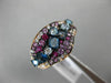 ESTATE 1.63CT DIAMOND & MULTI GEM 14KT ROSE GOLD 3D CLUSTER WAVE FRIENDSHIP RING
