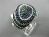 ESTATE WIDE 2.56CT DIAMOND & AAA SAPPHIRE 14K WHITE GOLD 3D OVAL MICRO PAVE RING