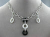 ESTATE .11CT DIAMOND ONYX & WHITE AGATE 18K WHITE GOLD 3D CIRCLE OF LIFE PENDANT
