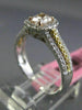ESTATE GIA .86CT DIAMOND 18K TRI COLOR GOLD SQUARE FILIGREE HALO ENGAGEMENT RING