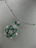 ESTATE LARGE 2.41CT DIAMOND & AAA EMERALD 18K WHITE GOLD CLASSIC FLOWER PENDANT