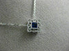 ESTATE .21CT DIAMOND & SAPPHIRE 18K WHITE GOLD FILIGREE MILGRAIN SQUARE NECKLACE