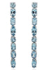 4.29CT AAA AQUAMARINE 18KT WHITE GOLD 3D MULTI SHAPE FUN TENNIS HANGING EARRINGS
