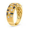 WIDE .81CT DIAMOND & AAA SAPPHIRE 14KT YELLOW GOLD ROUND & BAGUETTE ETOILE RING