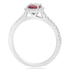 1.39CT DIAMOND & AAA RUBY 18KT WHITE GOLD 3D OVAL & ROUND HALO ENGAGEMENT RING