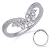 ESTATE .37CT DIAMOND 14KT WHITE GOLD 3D ROUND V SHAPE CLUSTER CROWN RING