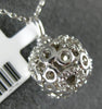 ESTATE .32CT DIAMOND 14KT WHITE GOLD FILIGREE CIRCULAR BALL FLOATING FUN PENDANT