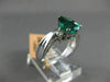 ESTATE 1.48CT DIAMOND & AAA EMERALD 14KT WHITE GOLD 3D 3 STONE ENGAGEMENT RING