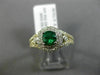 ESTATE WIDE 2.4CT DIAMOND & AAA COLOMBIAN EMERALD 14K WHITE GOLD ENGAGEMENT RING