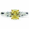 2.10CT WHITE & FANCY YELLOW DIAMOND 18KT 2 TONE GOLD THREE STONE ENGAGEMENT RING