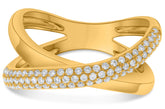.38CT DIAMOND 14KT YELLOW GOLD 3D CLASSIC 3 ROW CRISS CROSS INFINITY LOVE RING