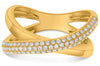 .38CT DIAMOND 14KT YELLOW GOLD 3D CLASSIC 3 ROW CRISS CROSS INFINITY LOVE RING