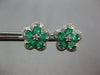 ESTATE 1.80CT DIAMOND & AAA EMERALD 18KT WHITE GOLD CLASSIC FLOWER STUD EARRINGS